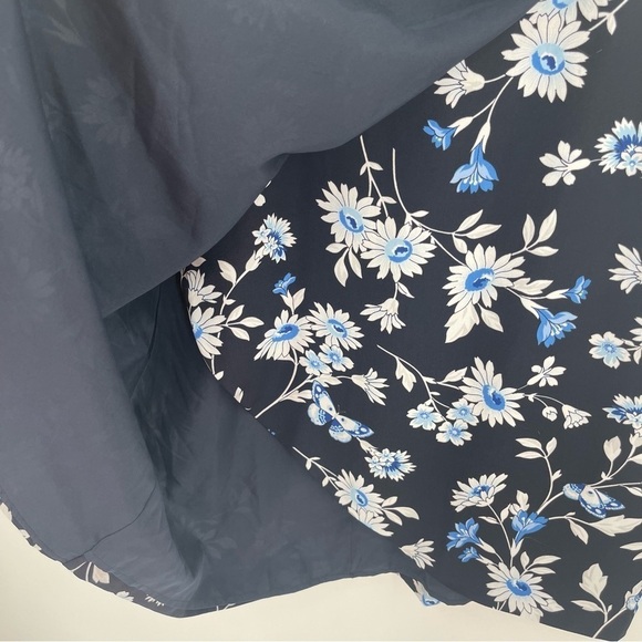 Ann Taylor NWT Women’s Blue Floral Skirt Tulip Hem Wrap-look Zip Midi size 14 - Picture 4 of 10